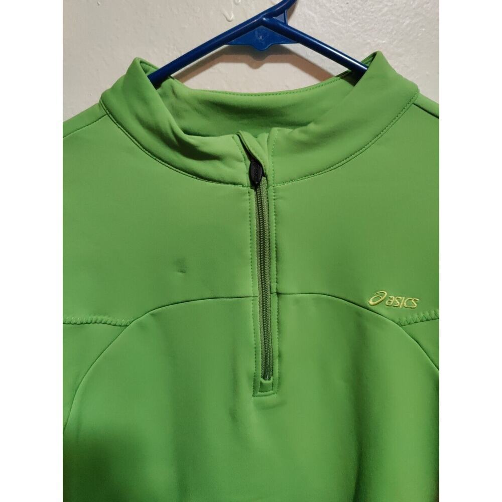 Asics Women's Pullover Training Jacket Green Size Medium Sleeve Thumb Holes - Picture 3 of 16